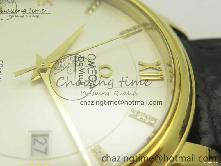 0419 De Ville YG MKF 1:1 Best Edition Silver Dial Diamonds Markers on Black Leather Strap MIYOTA 9015 V Flexible 8046